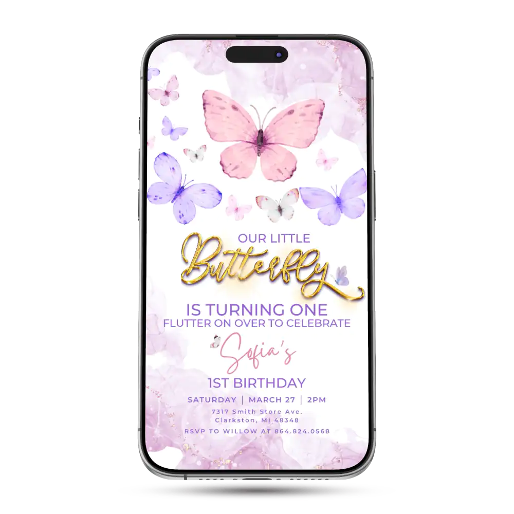 Butterfly Animated Birthday Invitation