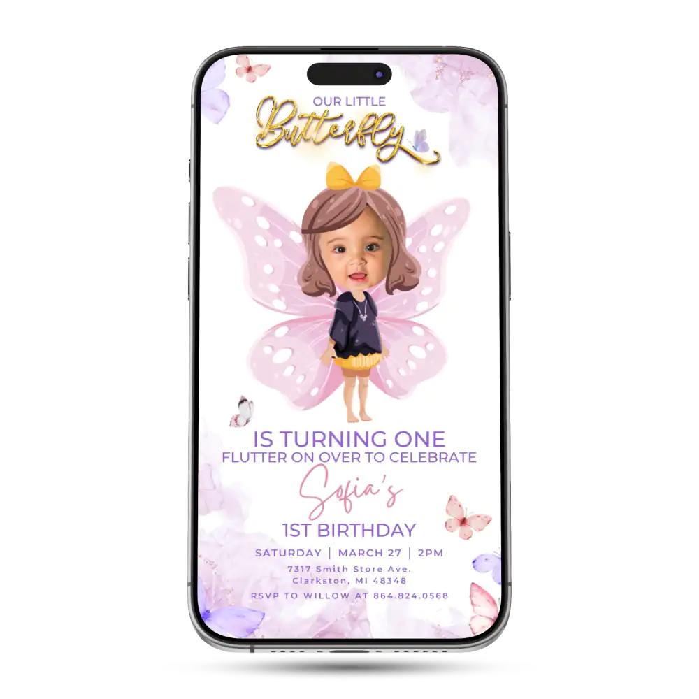 Butterfly Animated Birthday Invitation
