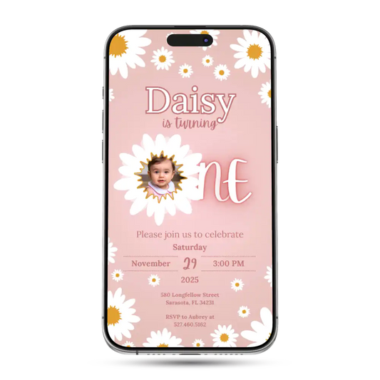 Daisy Flower Animated Birthday Invitation