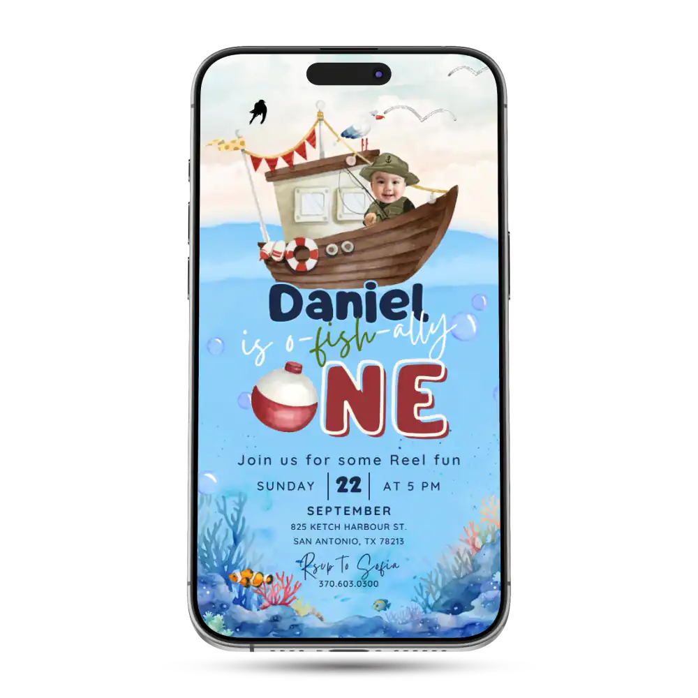 Fishing Animated Birthday Invitation