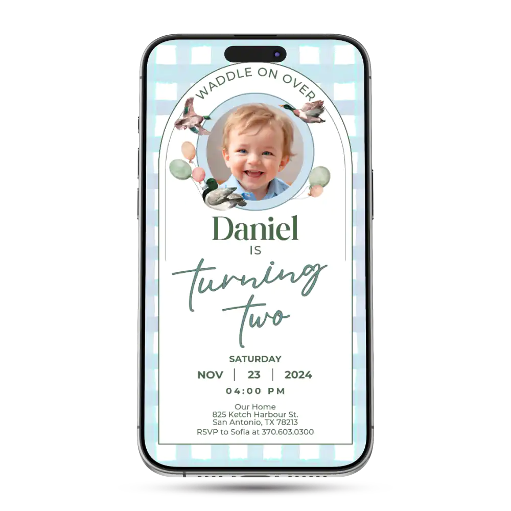 Lucky Duck Animated Birthday Invitation