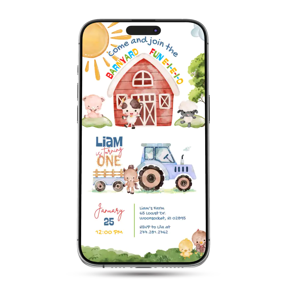 Barnyard Farm Animated Birthday Invitation