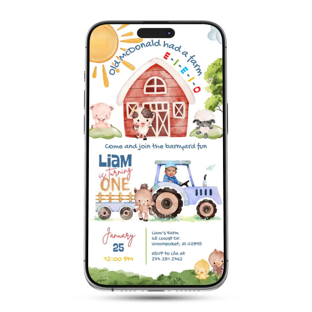 Barnyard Farm Animated Birthday Invitation