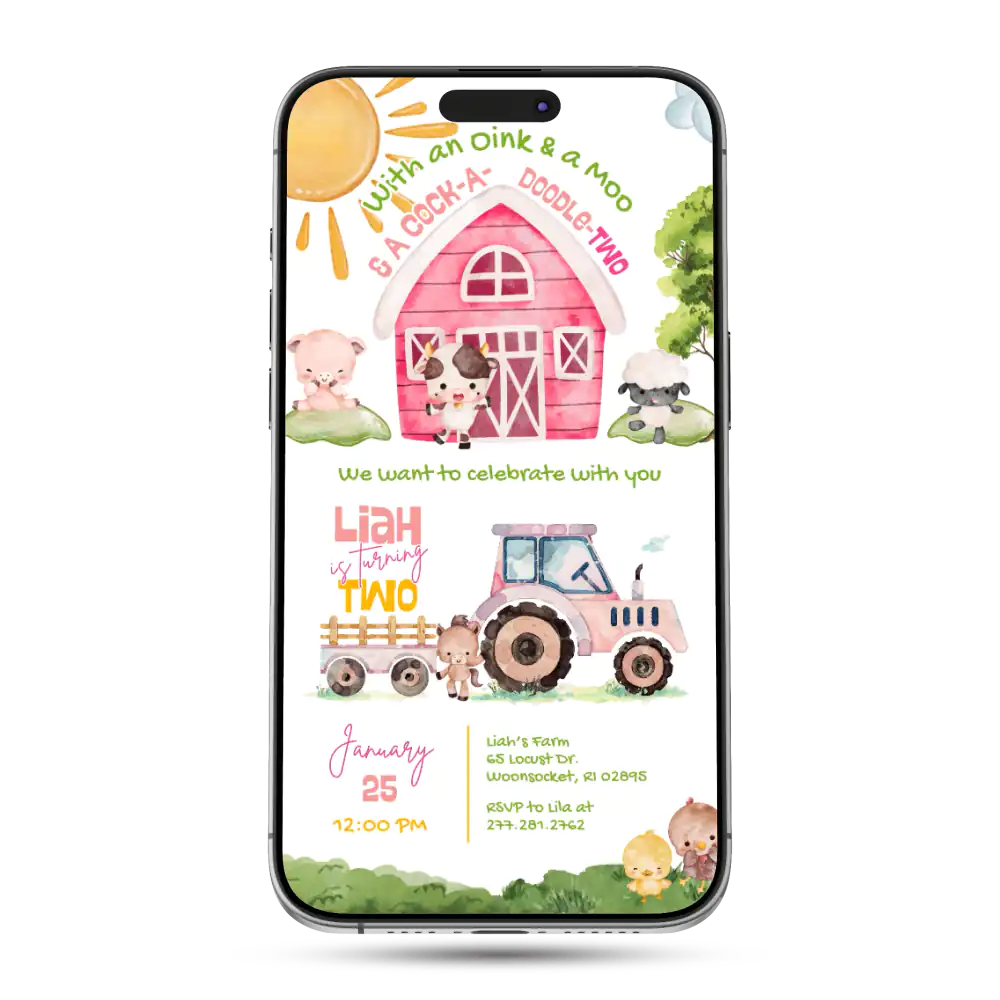 Barnyard Farm Animated Birthday Invitation
