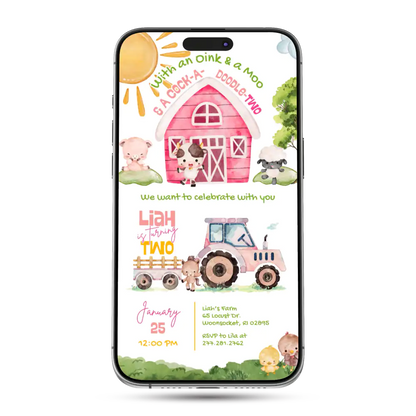 Barnyard Farm Animated Birthday Invitation