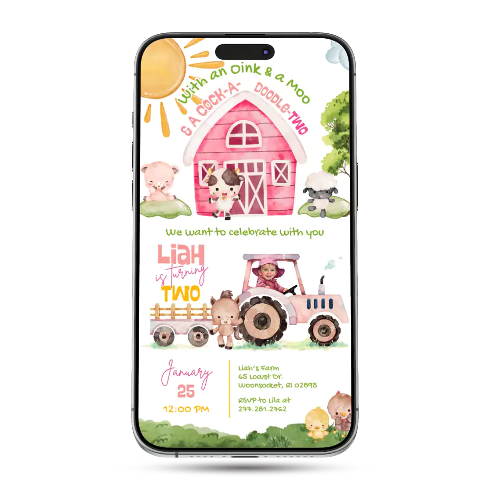 Barnyard Farm Animated Birthday Invitation
