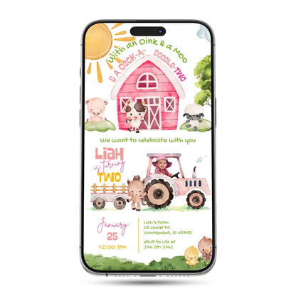 Barnyard Farm Animated Birthday Invitation