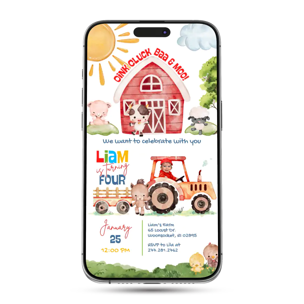 Barnyard Farm Animated Birthday Invitation