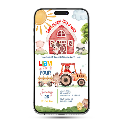 Barnyard Farm Animated Birthday Invitation