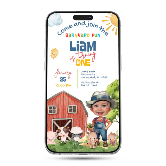 Farm Animals Animated Birthday Invitation