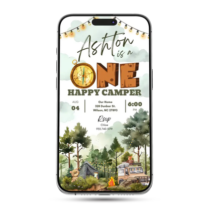 Happy Camper Animated Birthday Invitation