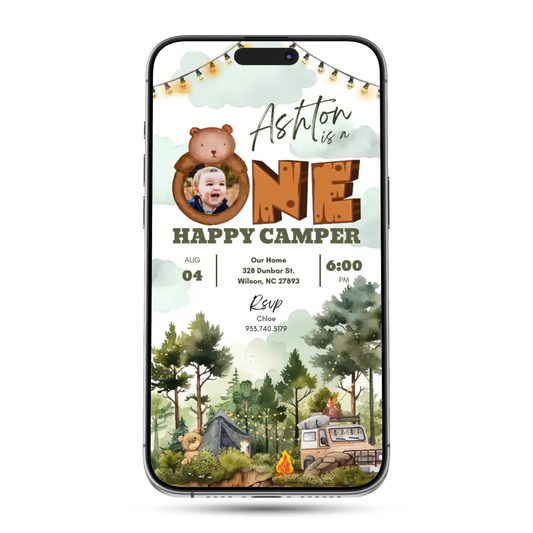 Happy Camper Animated Birthday Invitation