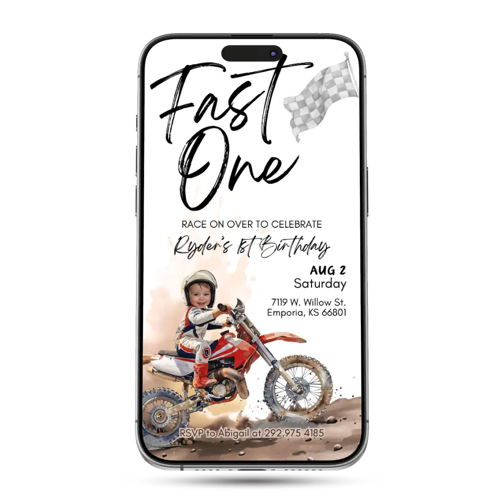 Motocross Dirt Bike Animated Birthday Invitation