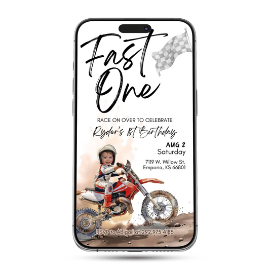 Motocross Dirt Bike Animated Birthday Invitation